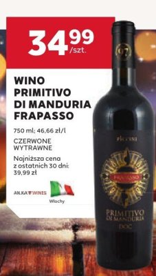 Wino Primitivo di Manduria Frapasso promocja w Stokrotka