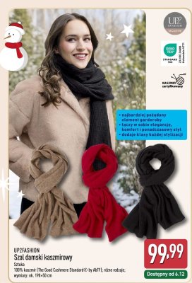 Szal damski kaszmirowy  promocja w Aldi