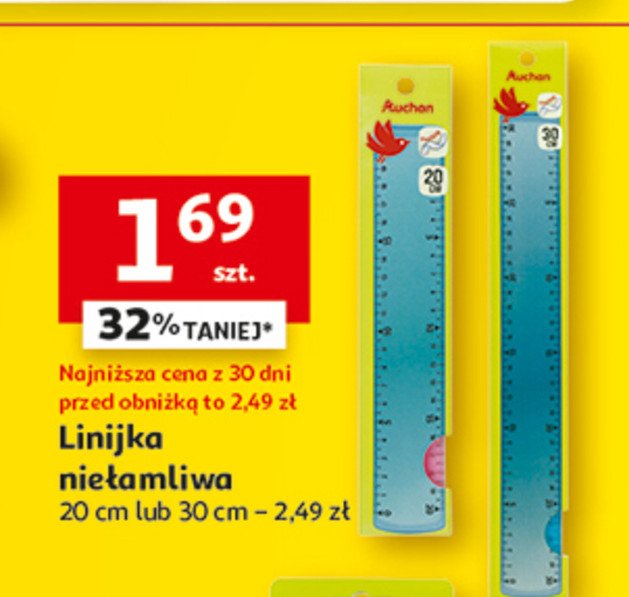 Linijka niełamliwa 20 cm Auchan promocja