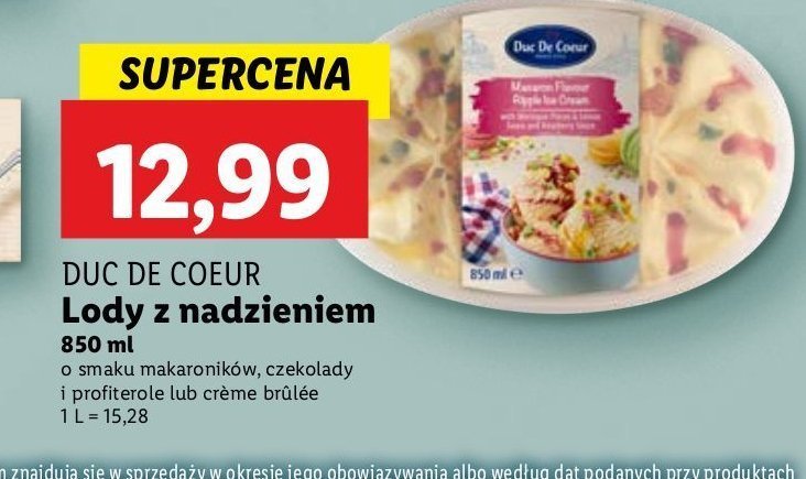 Lody chocolate & profitelore Duc de coeur promocja