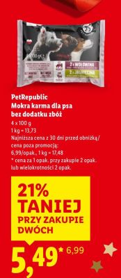 Mokra karma dla psa PetRepublic bez dodatku zbóż promocja w Lidl
