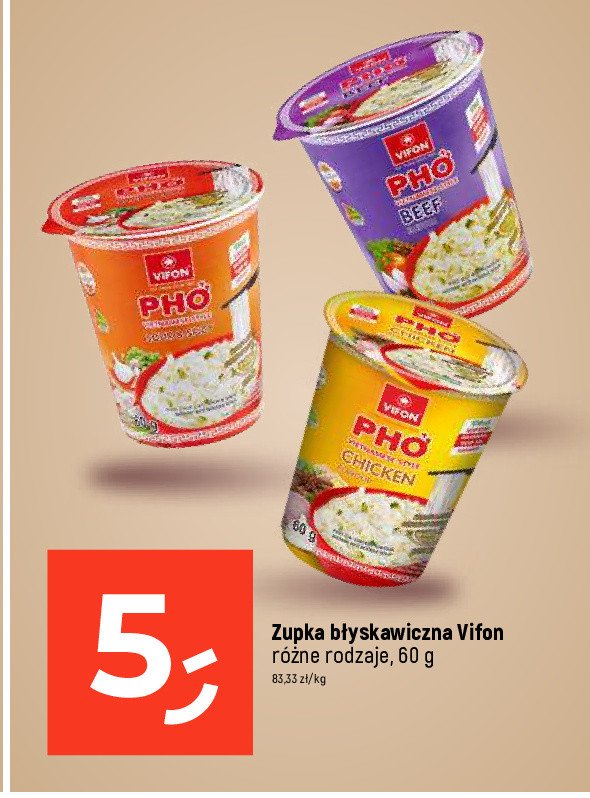 Zupa pho z wołowiną i makaronem ryżowym Vifon promocja