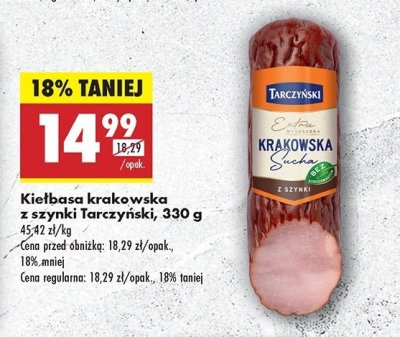 Kie艂basa krakowska sucha z szynki Tarczy艅ski promocja