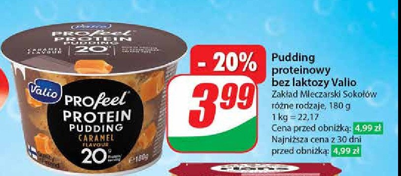 Pudding proteinowy karmel Valio profeel promocja w Dino