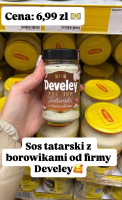 Sos tatarski z borówkami Develey Premium promocja w Dino