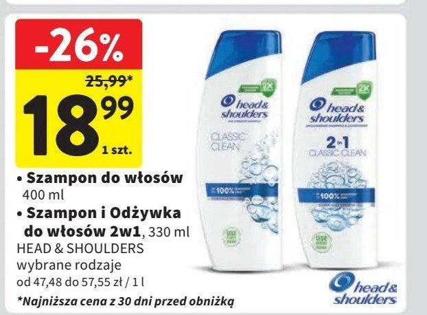 Szampon z odżywką classic clean Head&shoulders promocja