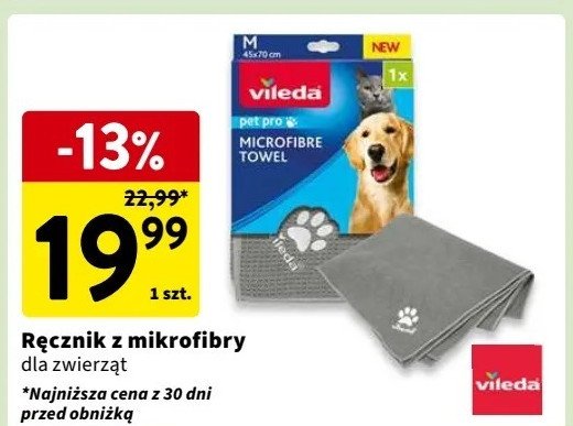 Ręcznik z mikrofibry dla zwierząt rozm. m Vileda promocja