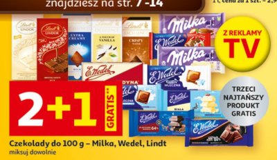 Czekolada Milka, Wedel, Lindt - różne rodzaje promocja w Auchan