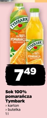 Sok 100% pomarańcza 1 l, w kartonie lub butelce promocja w Netto