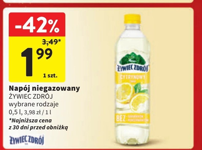 Woda cytrynowa Żywiec zdrój ze smakiem promocja w Intermarche