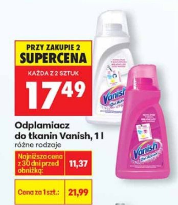 Odplamiacz do tkanin Vanish, 1 l, różne rodzaje promocja w Biedronka