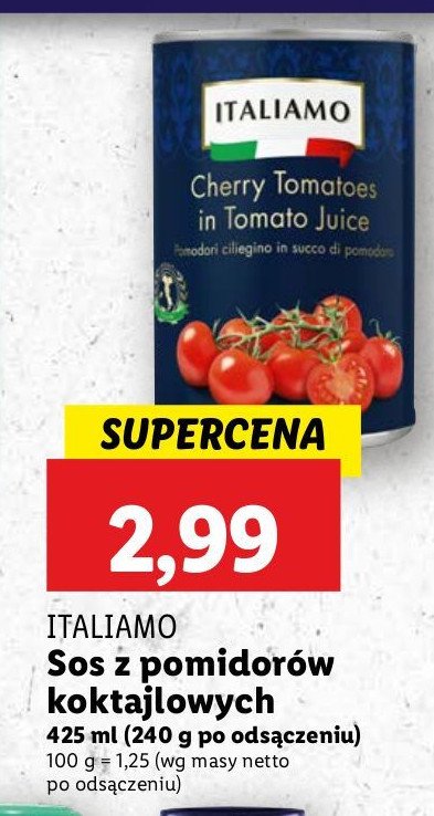 Pomidory krojone wiśniowe Italiamo promocja