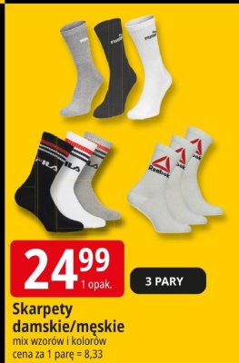 Skarpety damskie/męskie mix wzorów i kolorów cena za 1 parę = 8.33 promocja w Leclerc