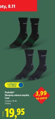 Skarpety robocze męskie, 5 par promocja w Lidl