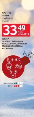 Wino Apothic wytrawne Cabernet Sauvignon promocja w Selgros