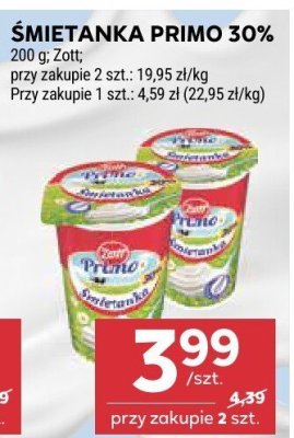 Śmietanka Primo 30% promocja w Stokrotka
