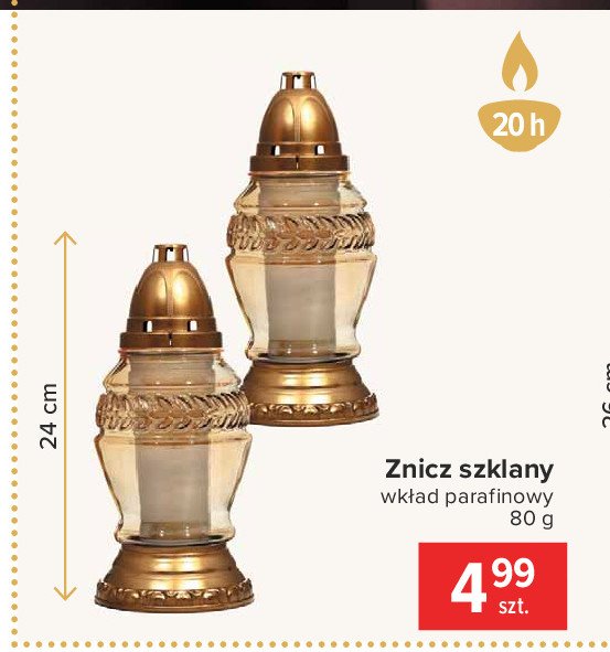 Znicz szklany 80 g 20 h promocja