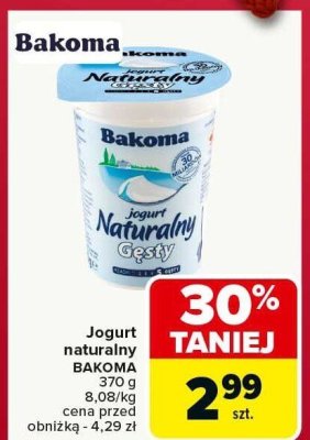 Jogurt naturalny BAKOMA promocja w Carrefour Market