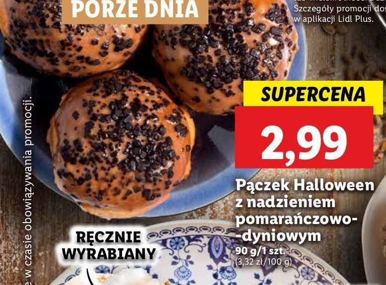 Pączek halloween pomarańczowo-dyniowy Cukiernia lidla promocja w Lidl