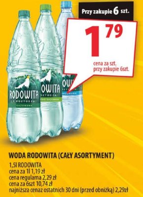 Woda Rodowita (cały asortyment) 1,5l promocja w Arhelan
