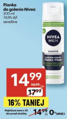Pianka do golenia Nivea 200 ml sensitive promocja w Delikatesy Centrum