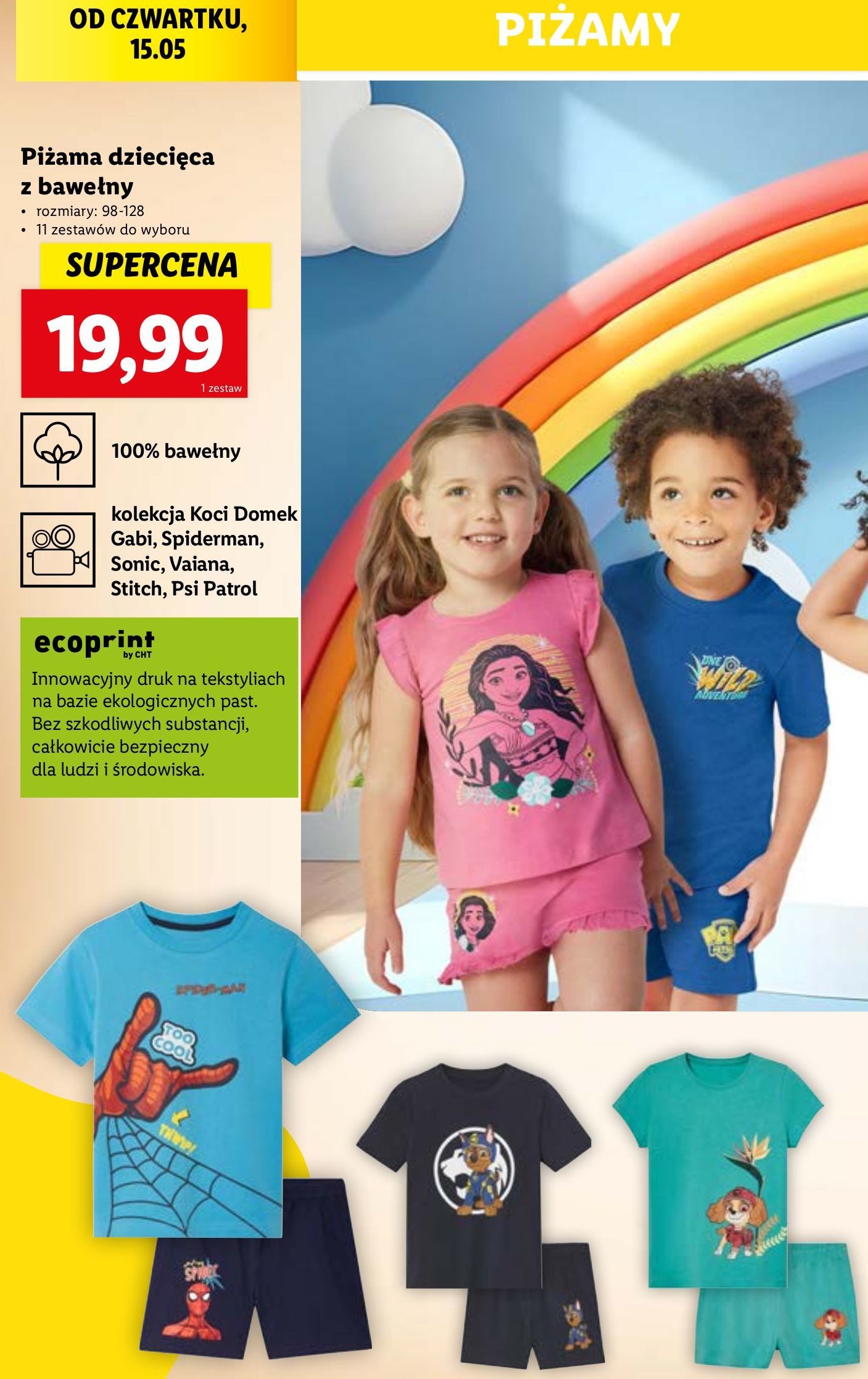 Piżama dziecięca 98-128 cm promocja w Lidl