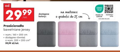 Prześcieradło bawełniane jersey 160x200 cm promocja w Biedronka
