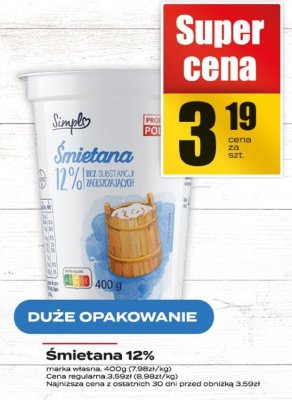 Śmietana 12% promocja w Supeco
