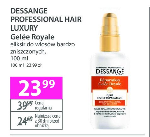 Eliksir do włosów bardzo zniszczonych Dessange hair luxury gelee royale promocja