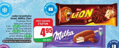 Lody na patyku Lion promocja w Dino