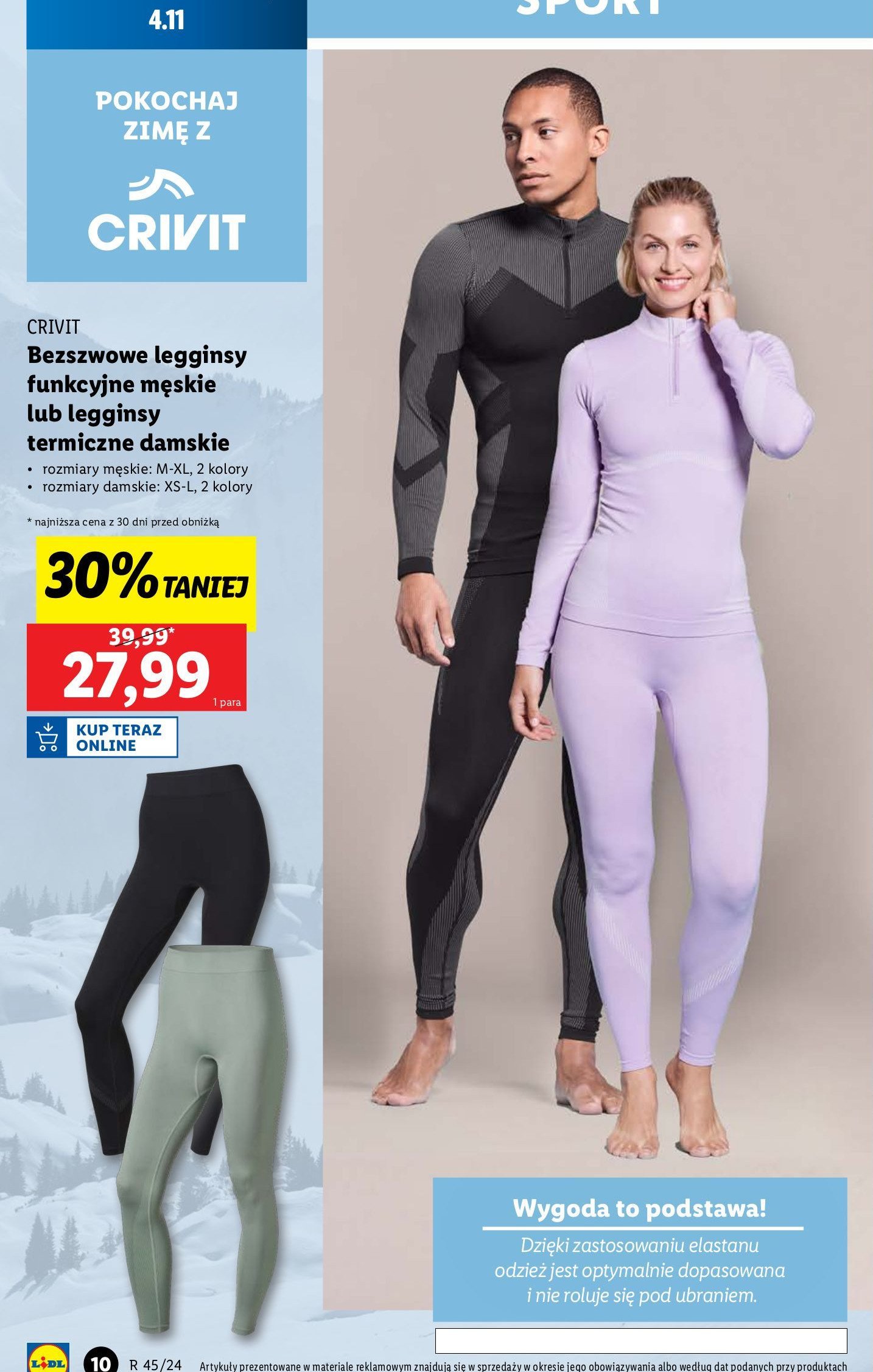 Legginsy bezszwowe funkcyjne termiczne męskie Crivit promocja w Lidl