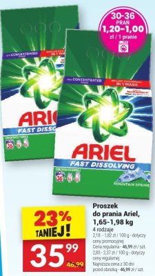 Proszek do prania Ariel, 1,65-1,98 kg promocja w Twój Market