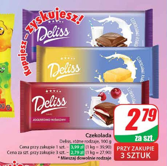 Czekolada jogurtowo-wiśniowa Deliss promocja