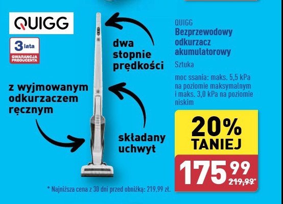 Odkurzacz akumulatorowy Quigg promocja