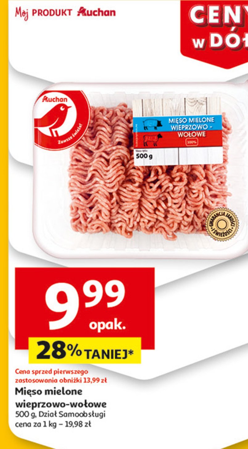 Mięso mielone wieprzowo-wołowe Auchan promocja w Auchan