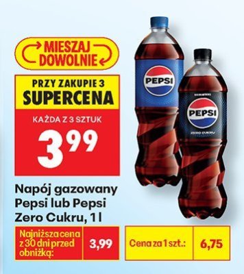 Napój gazowany Pepsi 1l promocja w Biedronka