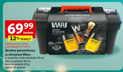 Zestaw prezentowy Wars woda kolońska 90 ml, płyn po goleniu 90 ml, krem do golenia 65 g, pędzel do golenia promocja w Auchan