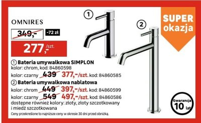 Bateria umywalkowa nablatowa Simplon Omnires promocja w Leroy Merlin