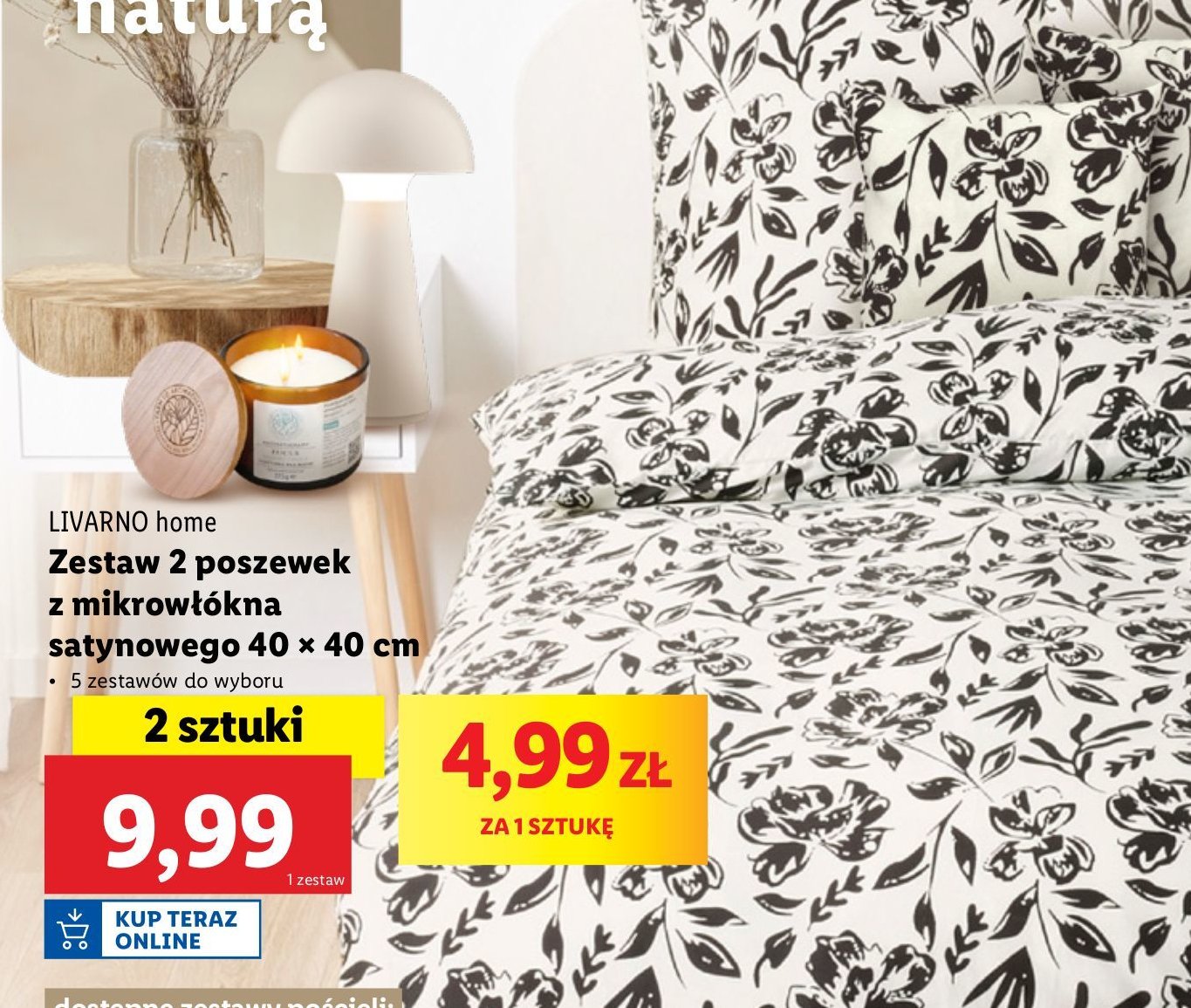 Poszewka mikrowłokno satynowe 40 x 40 cm promocja w Lidl