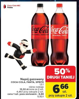 Napój gazowany COCA-COLA, FANTA, SPRITE 1,5 l różne rodzaje promocja w Carrefour