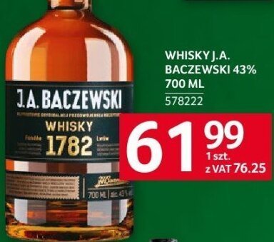 Whisky J.A. Baczewski 43% 700 ml promocja w Selgros