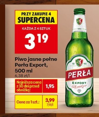 Piwo jasne pełne Perła Export, 500 ml promocja w Biedronka