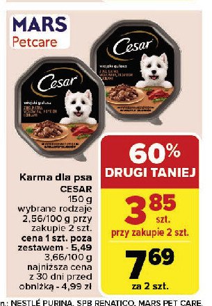 Karma dla psa wiejski gulasz z delikatną wołowiną indykiem i ziołami Cesar (karma) promocja w Carrefour Market