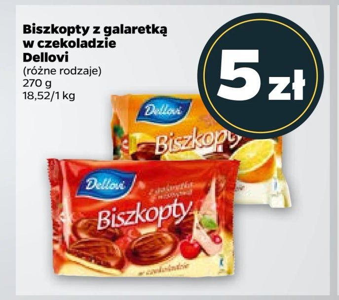 Biszkopty w czekoladzie z galaretk膮 pomara艅czow膮 Dellovi promocja