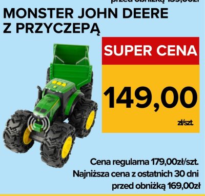 Zabawka MONSTER JOHN DEERE Z PRZYCZEPĄ promocja w Supeco