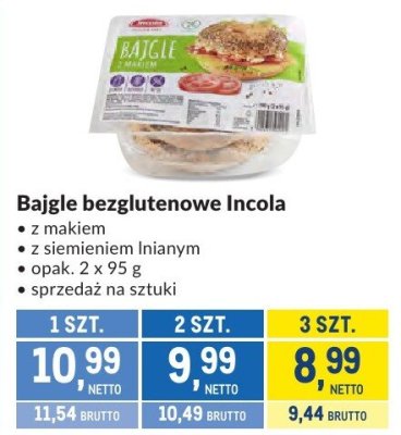 Bajgle bezglutenowe Incola z makiem z siemieniem lnianym promocja w Makro