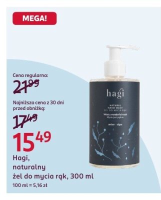Żel do mycia rąk Hagi, naturalny żel do mycia rąk, 300 ml promocja w Rossmann
