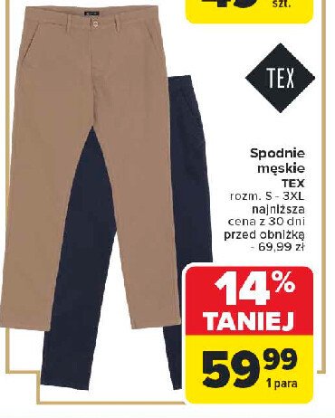 Spodnie męskie s-3xl Tex promocja w Carrefour