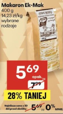 Makaron Ek-Mak wybrane rodzaje promocja w Delikatesy Centrum