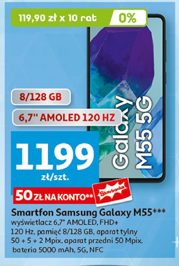 Smartfon m55 8/128gb Samsung galaxy promocja w Auchan